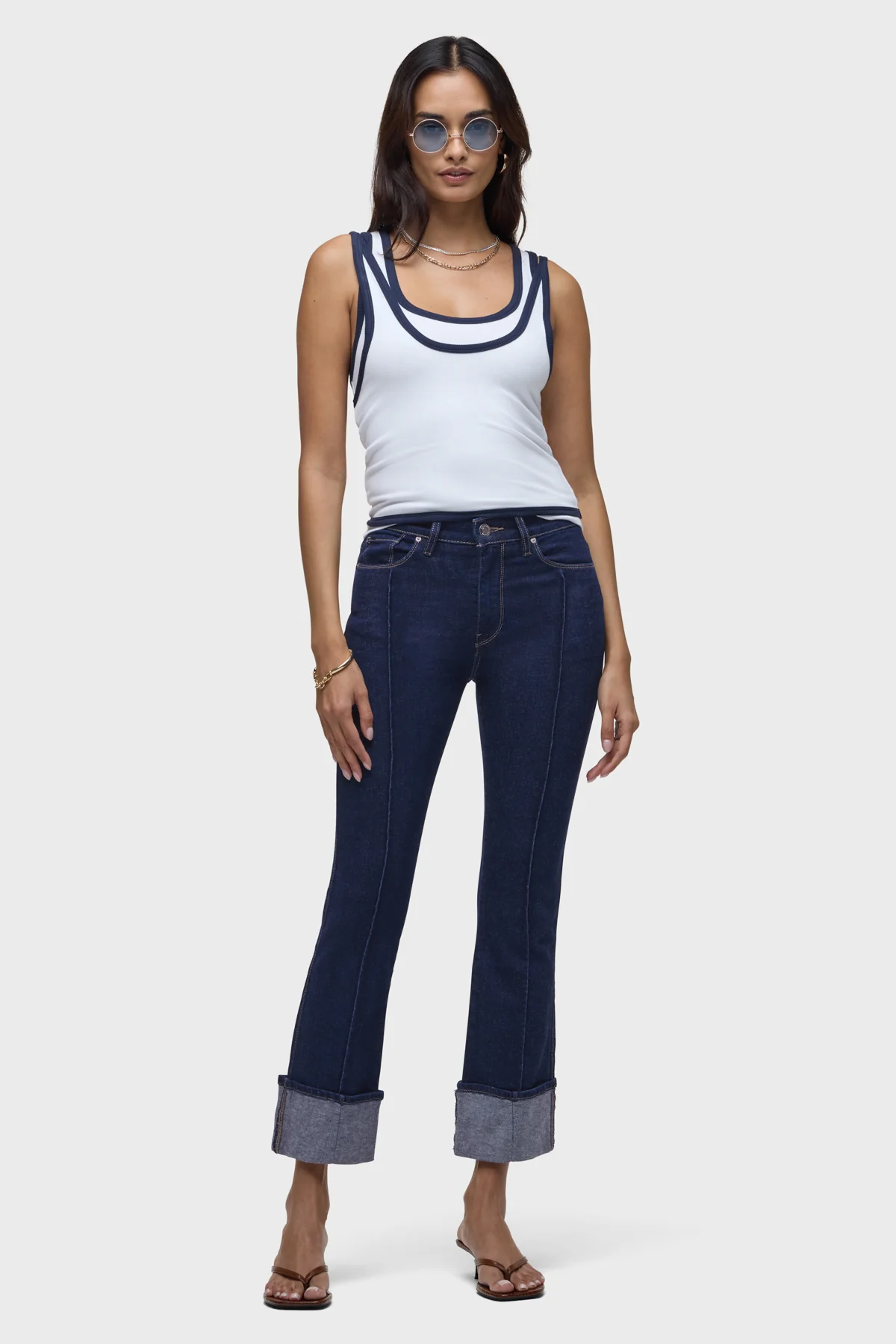 Barbara Pintucked Cuffed Bootcut Crop