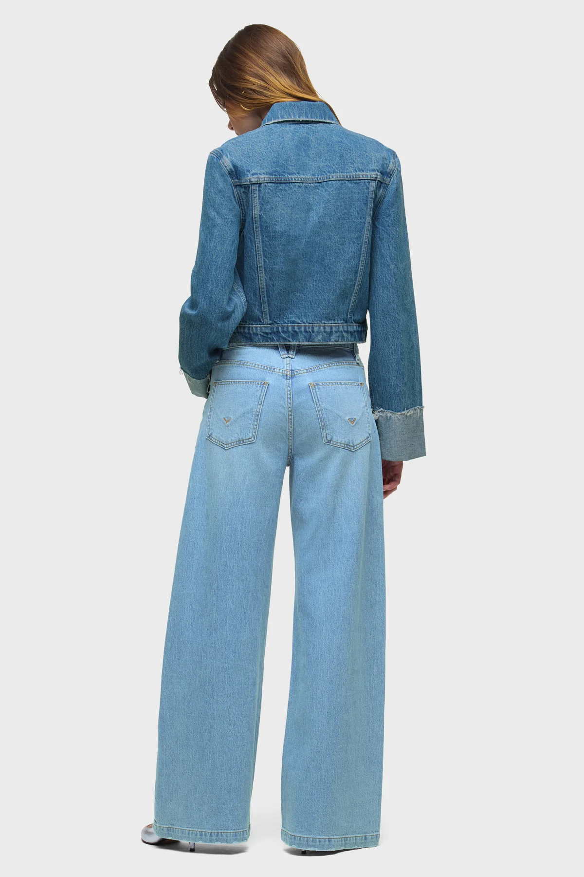 Cuffed Cropped Denim Jacket - Image 6