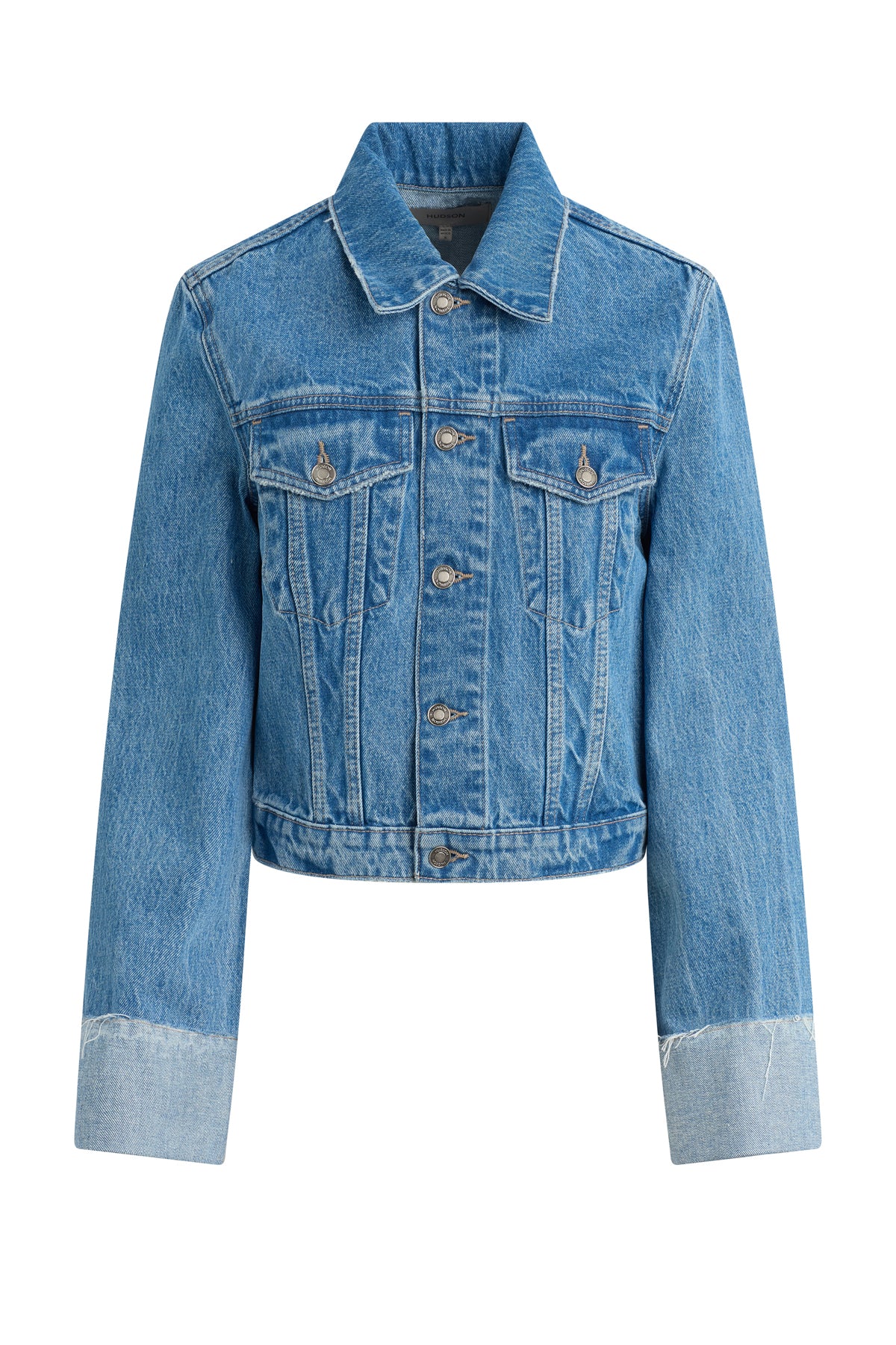 Cuffed Cropped Denim Jacket - Image 8