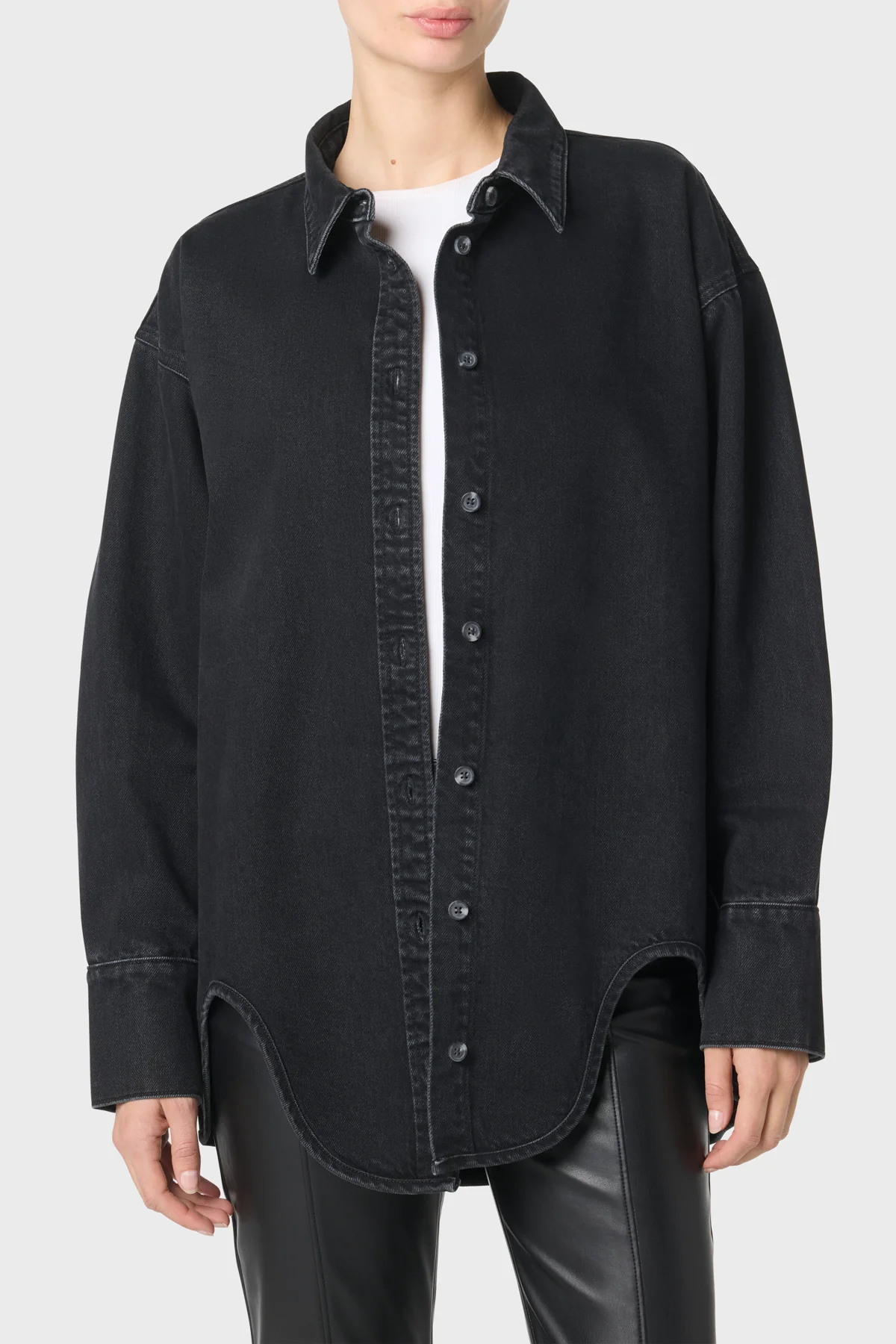 Denim Shirt With Hem Detail