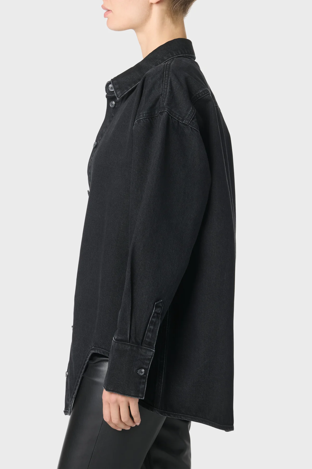Denim Shirt With Hem Detail - Image 2
