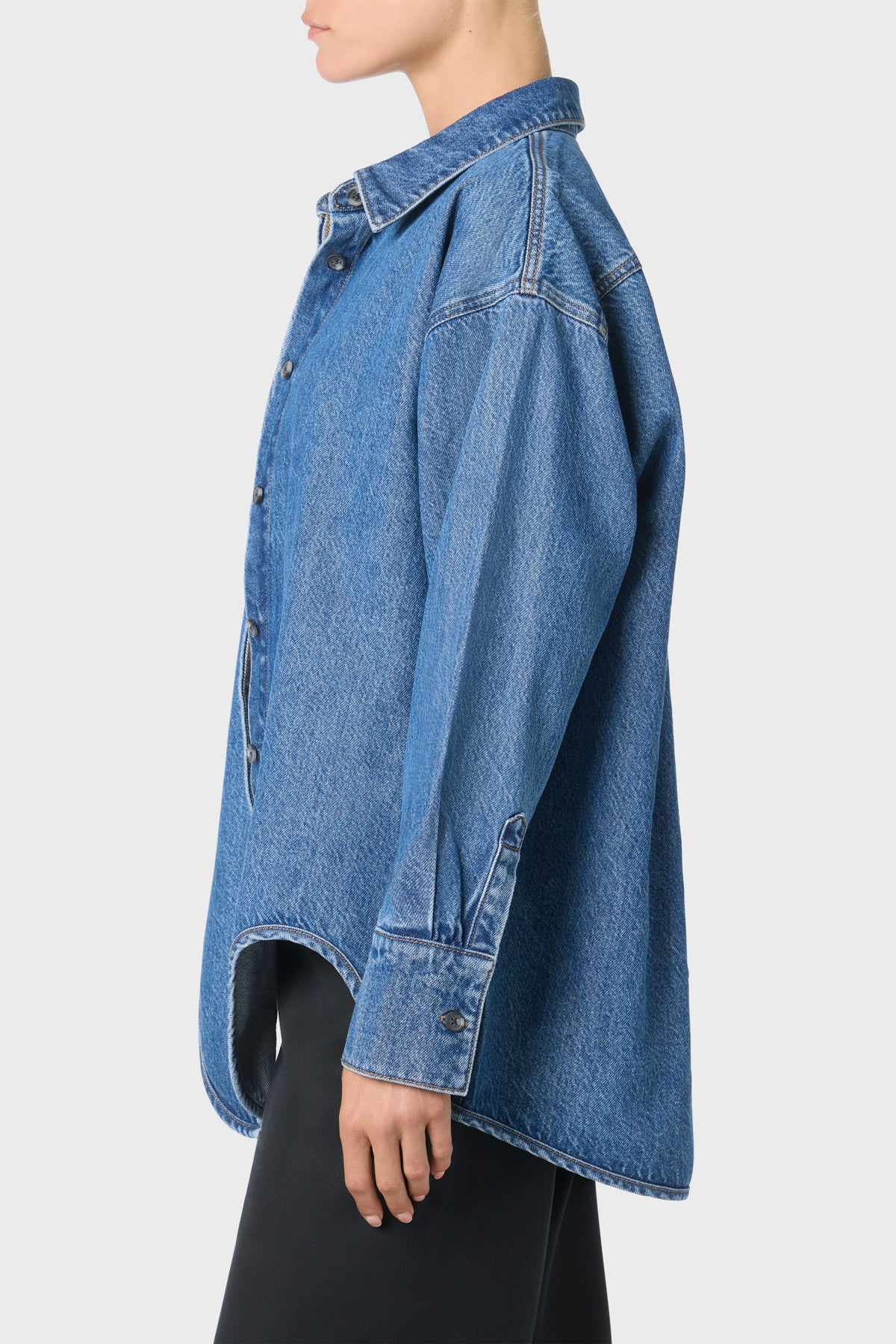 Denim Shirt With Hem Detail - Image 2