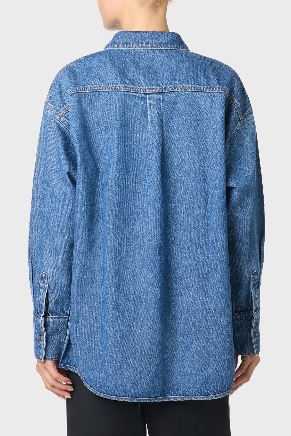 Denim Shirt With Hem Detail - Image 3