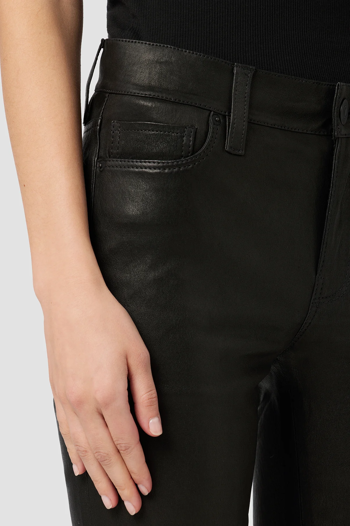 Nico Mid-Rise Straight Leather Crop Pant - Image 4