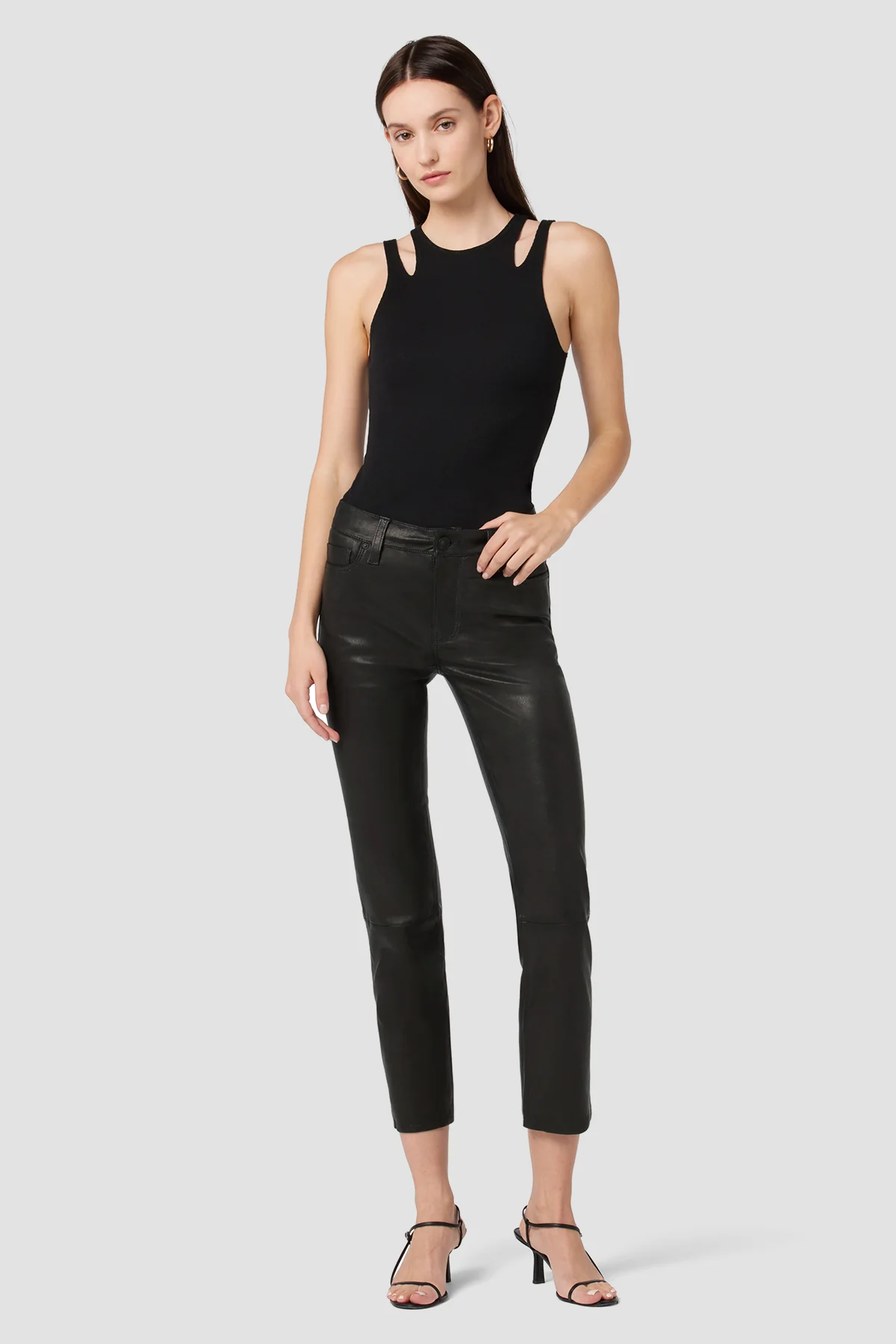 Nico Mid-Rise Straight Leather Crop Pant - Image 6
