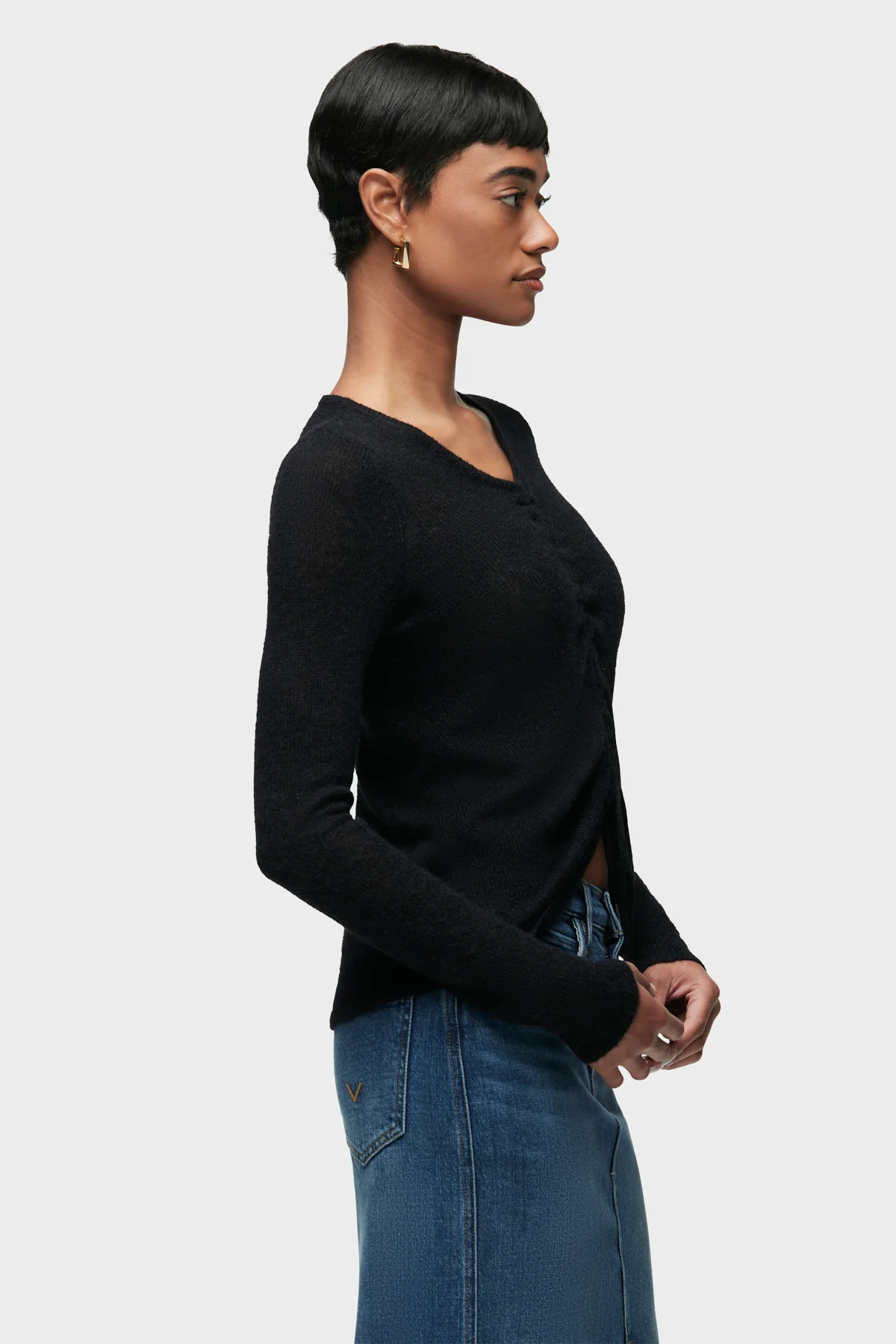Ruched Long Sleeve Sweater - Image 2