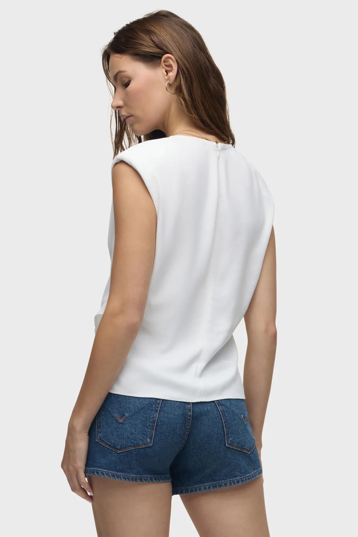 Shoulder Padded Wrap Sleeveless Tee - Image 3