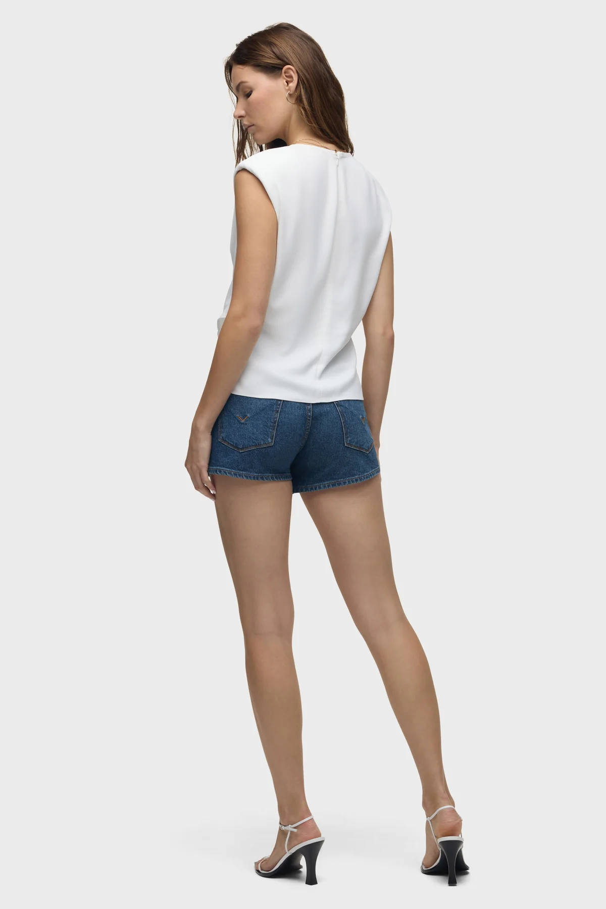 Shoulder Padded Wrap Sleeveless Tee - Image 7