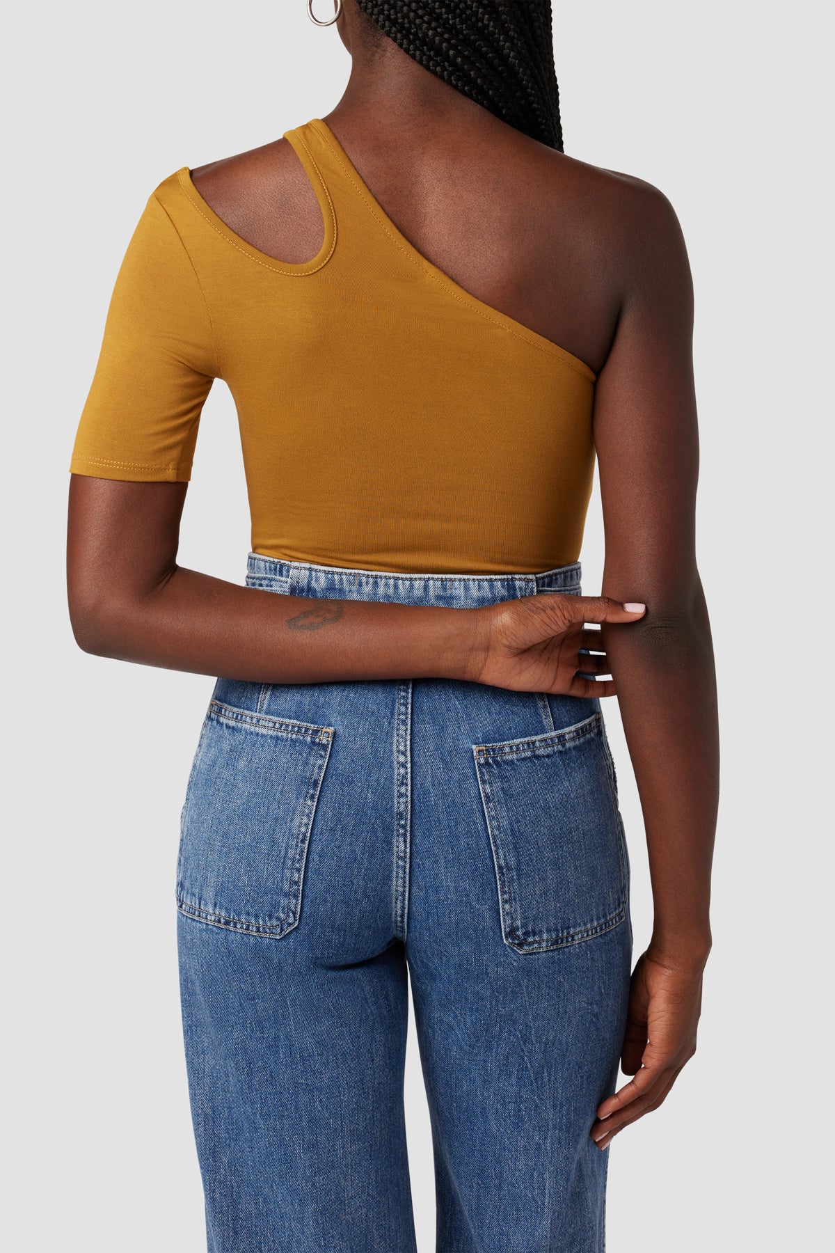 Short Sleeve Asymmetrical Bodysuit - Image 3