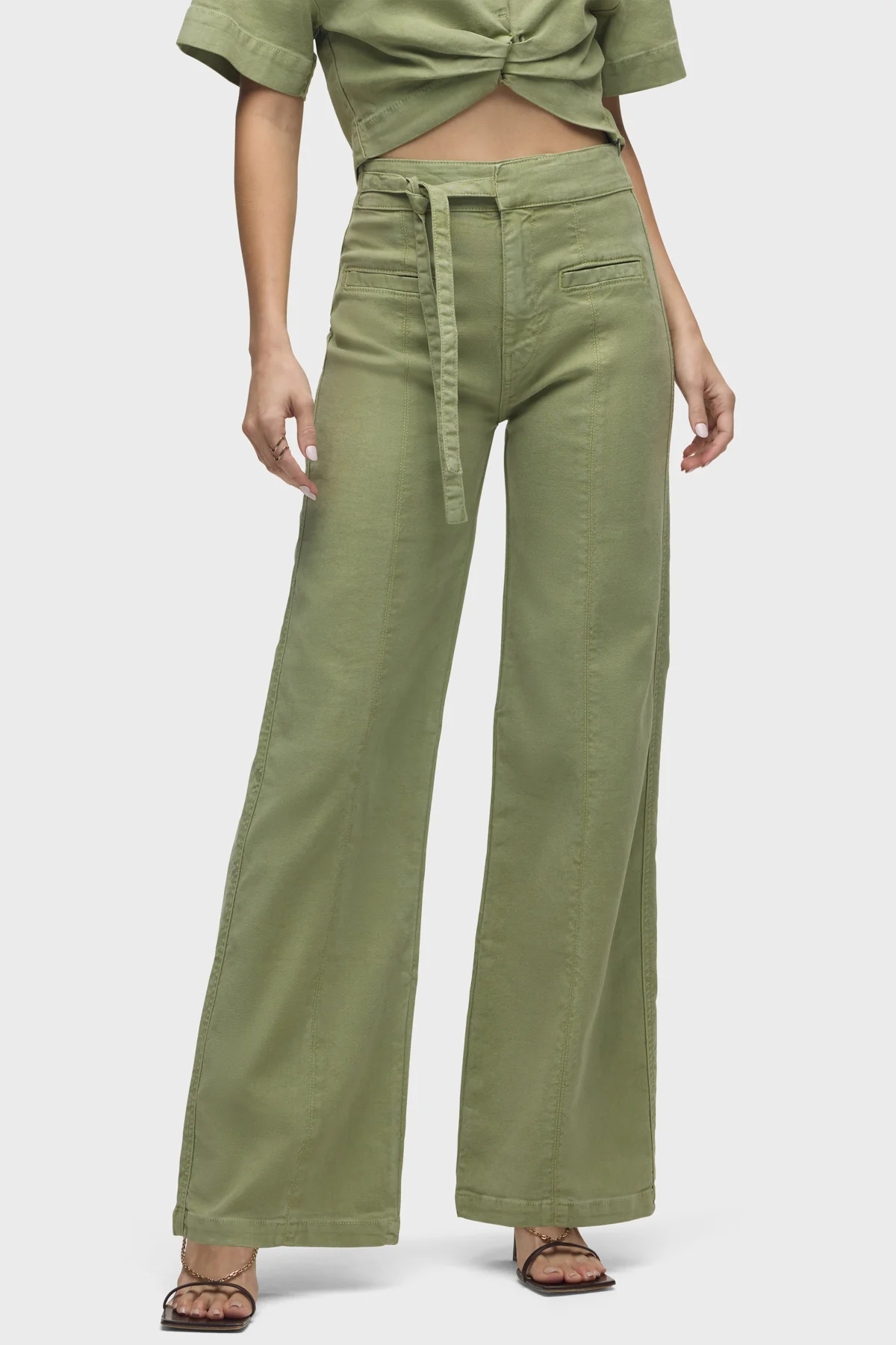 Tie Waist Pintucked Trouser Pant - Image 2