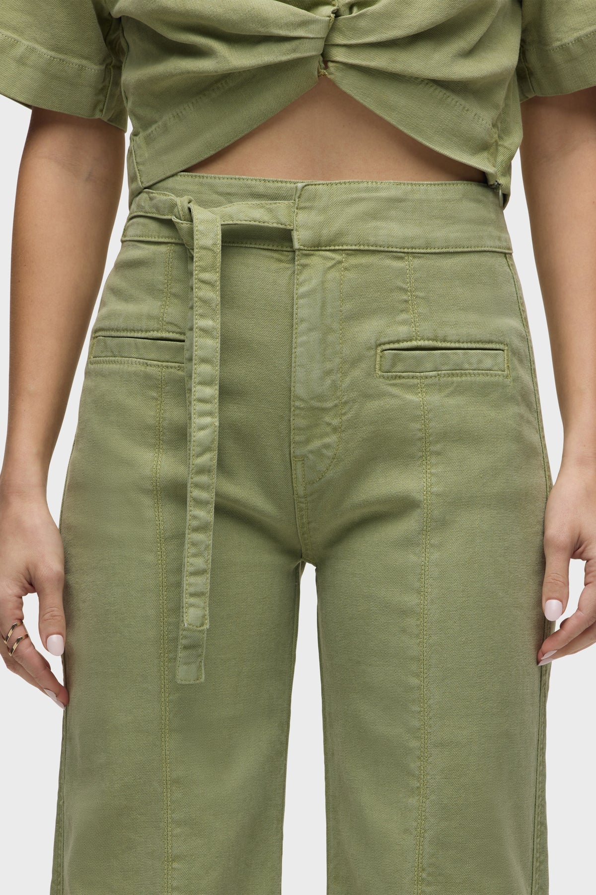 Tie Waist Pintucked Trouser Pant - Image 5