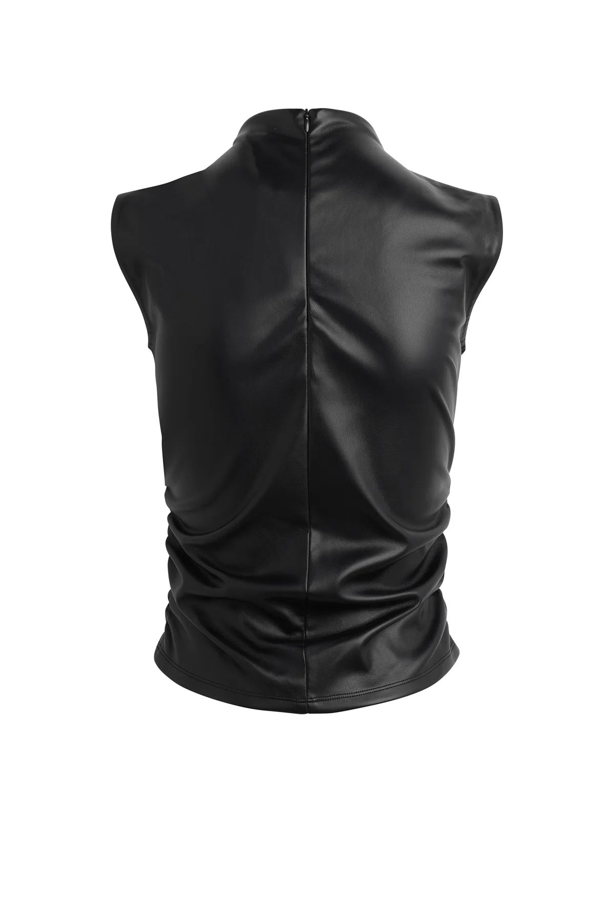 Vegan Leather Top W Side Seam Ruching - Image 9
